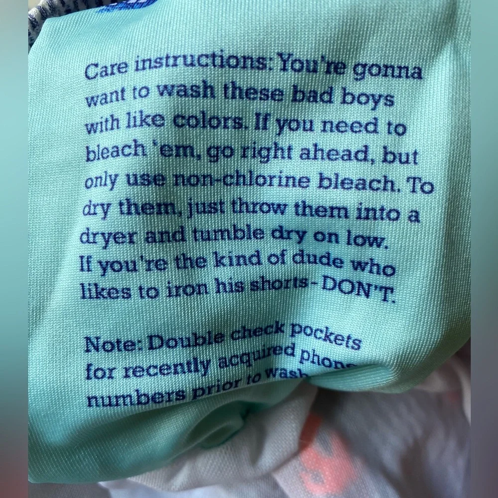 Chubbies Blue Seersucker 5.5” Inseam Swim Trunks with Orange Anchors, Size Small
